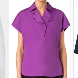 NWT Akris Punto Vibrant Purple Biker Collar Blouse